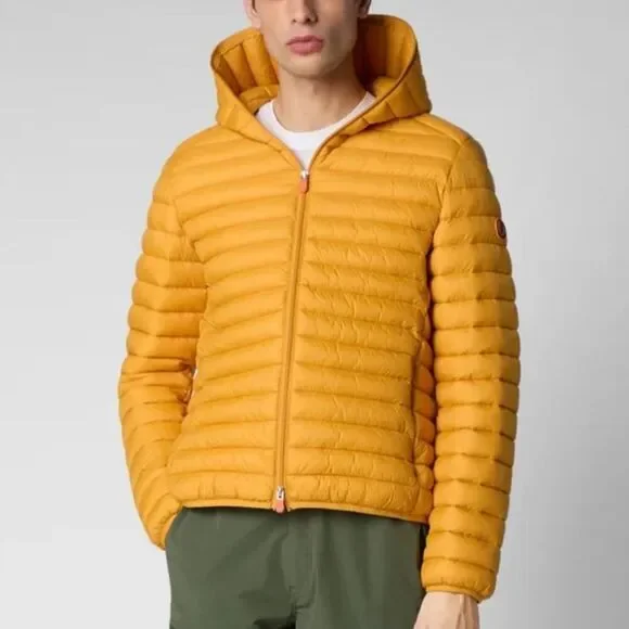 Save the Duck Mustard , XL. Lightweight Hooded Puffer. Cruelty Free. Packable - Picture 3 of 16